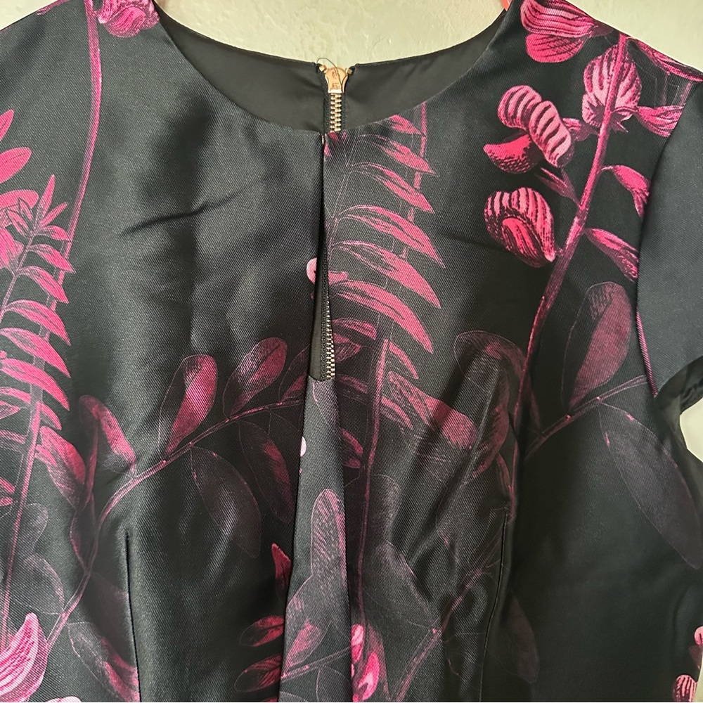 Ted Baker Jebby Splendor Jacquard Dress Black Fuschia Floral - Picture 7 of 13